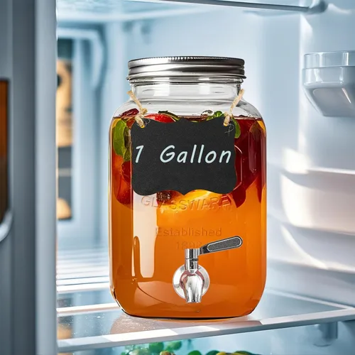 Miniatura 3 de dispensador de bebidas de vidrio de 1 galón con soporte, paquete de 2 dispensadores de vidrio con llave de acero inoxidable, dispensador de agua