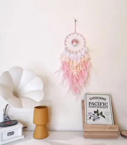 Miniatura 3 de Atrapasueños, árbol de la vida rosa atrapasueños, decoración de pared con piedra de cristal curativo natural, cristal rosa perfecto hecho a mano