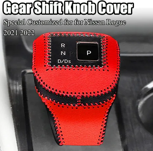 Miniatura 2 de XITER Cubierta de Perilla de Palanca de Cambios Automática de Cuero, Fundas Protectoras de Palanca de Cambios para Nissan Rogue 2014 2015 2016