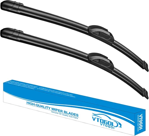 Miniatura 8 de VTOGOI - Limpiaparabrisas prémium de goma natural con gancho en J, calidad de fabricante original, de 24 + 19 pulgadas, para todas las estaciones