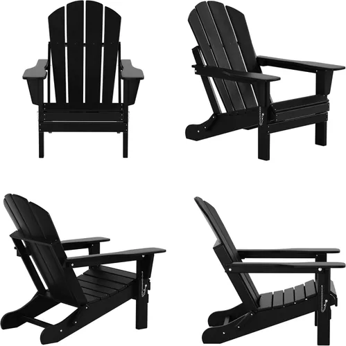 Miniatura 5 de WestinTrends Malibu - Silla de salón para exteriores, juego de 2 sillas Adirondack con otomana, sillas plegables de madera de polietileno para todo