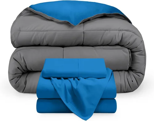 Bare Home - Juego de edredón reversible y sábanas en una bolsa - Individual - Alternativa al plumón - Suave - Juego de ropa de cama (individual,
