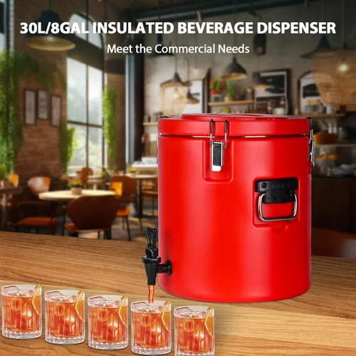 Miniatura 2 de Dispensador de bebidas aislado de 8 galones, dispensador comercial de bebidas frías y calientes con interior de acero inoxidable 304 y boquilla