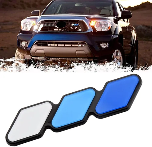 XMUINT - Emblema de rejilla a rayas de 3 colores, etiqueta para camión compatible con Toyota Tacoma 4Runner Tundra Sequoia Rav4 Highlander,