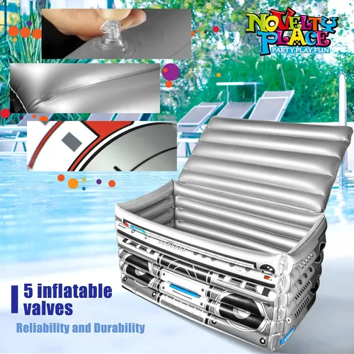 Miniatura 3 de Novelty Place Enfriador inflable Boombox – Enfriador de bebidas de gran capacidad para decoración estéreo para fiestas retro temáticas de los años