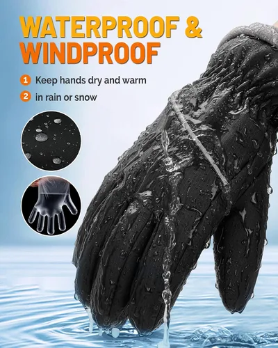 Miniatura 3 de Guantes de invierno para hombres y mujeres, impermeables, cálidos, guantes de esquí para clima frío, resistentes al viento, guantes de pantalla