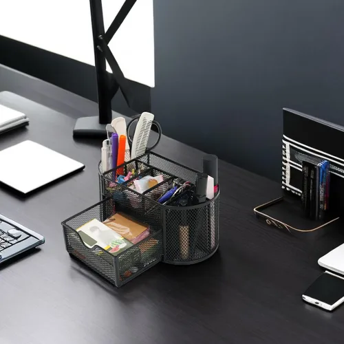Miniatura 5 de Organizadores de escritorio y accesorios Newkita con soporte para lápices y bolígrafos, suministros con 8 compartimentos y 1 cajón extraíble