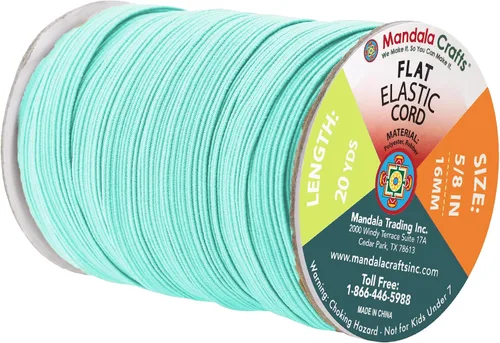 Miniatura 39 de Mandala Crafts - Rollo de cordón elástico plano para costura y manualidades Blanco