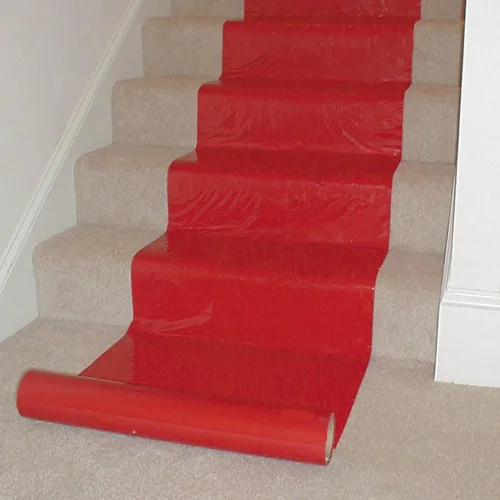 Miniatura 4 de ShuBee® Red Carpet Treatment® - Rollo de película de protección para contratistas, renovación, pintura y mudanza, rojo de alta visibilidad, adhesivo