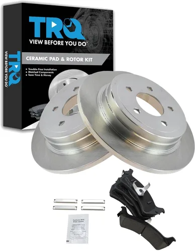 Miniatura 41 de TRQ Kit de rotor de freno trasero y pastillas de cerámica Posi premium compatible con camioneta Chevy GMC