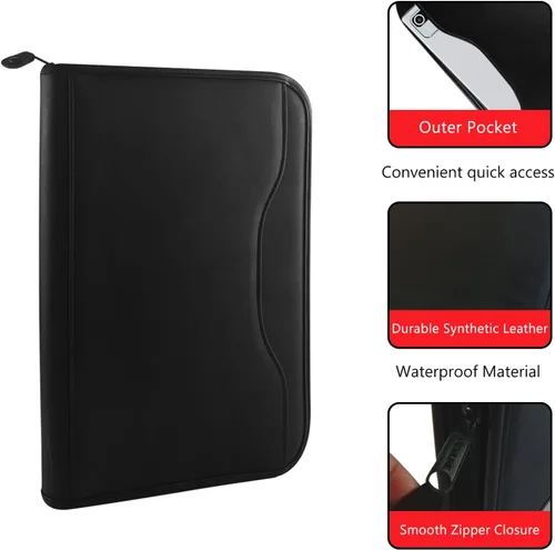 Miniatura 3 de Boczif Padfolio - Organizador de carpetas de cartera planificador de cuero para hombres y mujeres organizador de cuadernos de negocios con bolsillo