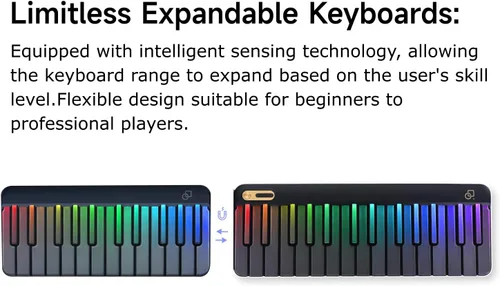 Miniatura 6 de Teclado de piano inteligente Popupiano, teclado de piano digital de 59 teclas para principiantes, luces LED arcoíris y aplicaciones gratuitas, 256