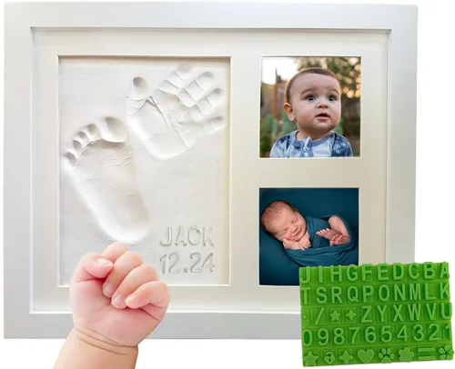 Miniatura 8 de Kit de Marco de Fotos de Recuerdo de Arcilla para Huellas de Manos y Pies de Bebé - con Plantilla de Silicona para un Regalo Personalizado. Marco