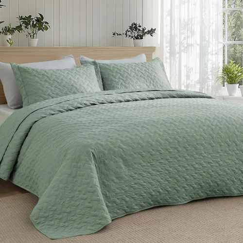 Miniatura 16 de Bedsure Colchas de tamaño Queen: colchas ligeras tamaño Queen con patrón de tejido de canasta, ropa de cama suave, colcha de edredón gris claro