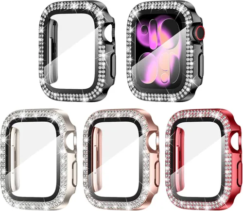 Miniatura 20 de Goton Paquete de 4 Fundas con Diamantes de Imitación para Apple Watch, Protector de 38mm para Series 3/2/1, Funda con Diamantes de Imitación