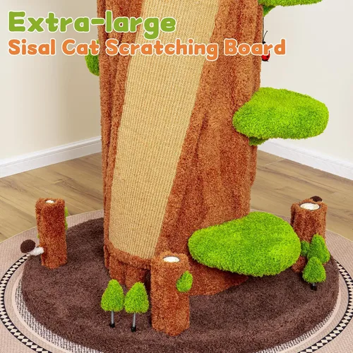 Miniatura 4 de Torre de árbol de lujo para gatos de interior, árbol para gatos de 88.6 pulgadas de alto, centro de actividades de muebles de varios niveles
