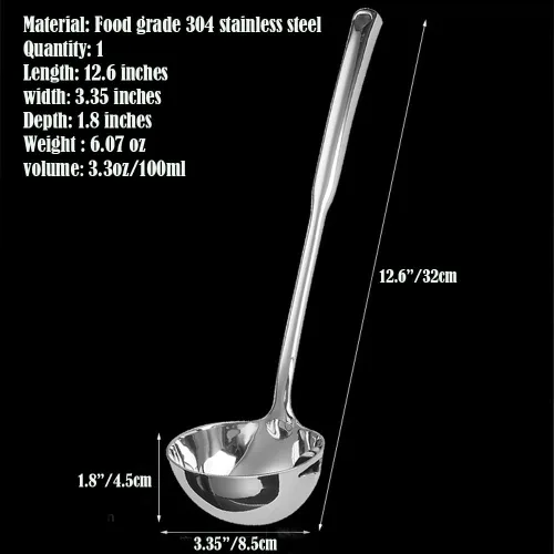 Miniatura 7 de Separador de grasa, separador de aceite de acero inoxidable 18/8, cucharón de sopa de 12.6 pulgadas, separador de grasa para alimentos, colador