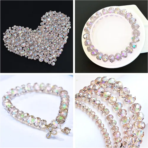 Miniatura 5 de 800 cuentas redondas de cristal de 0.236/0.396/0.394 pulgadas para joyas de bricolaje, ideales para pulseras, collares, colgantes y proyectos