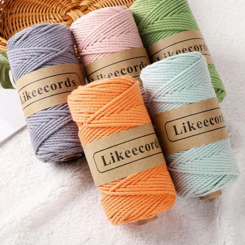 Miniatura 5 de Likeecords Cordón de algodón para macramé de 3mm x 100 metros, hilo torcido de 3 hebras, cuerda de macramé, hilo de algodón para macramé, cuerda