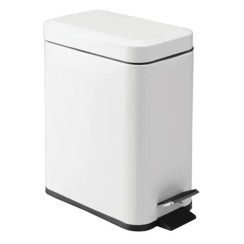 mDesign - Cubo de basura rectangular de acero, pequeño, de pedal, 5 litros, para baño, tocador, recámara, cocina, sala de manualidades, oficina,