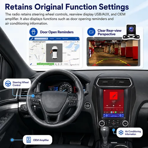 Miniatura 5 de (4 GB + 64 GB) Actualización estéreo de radio de coche para Ford Explorer 2011-2019, unidad principal de 8 núcleos, pantalla táctil de 9.7 pulgadas