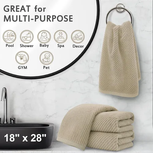 Miniatura 239 de VOOVA & MOVAS Toallas de mano blancas - 100% algodón Ligeras Gruesas Secado rápido Suaves Absorbentes, paquete de 4 piezas grandes de 18