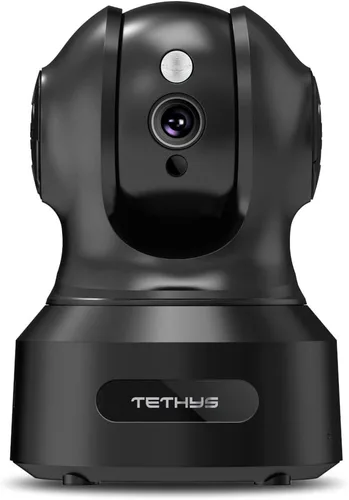 TETHYS Cámara de seguridad inalámbrica 1080P para interiores [funciona con Alexa] Pan/Tilt WiFi Cámara IP inteligente Sistema de vigilancia domo con