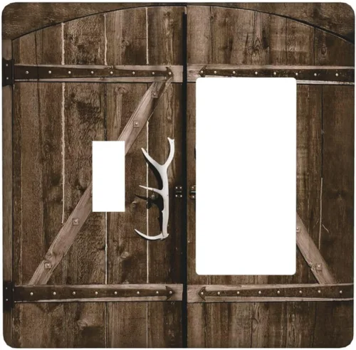 Miniatura 93 de Cubierta de Interruptor de Palanca Única de Asta de Venado de Madera de Estilo Rústico de Granja Placa Decorativa de Pared de 1 Banda Placa Frontal