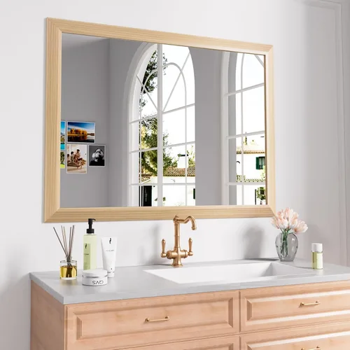 Miniatura 29 de Amorho Espejo de Baño Negro, Espejos de Pared de 24x30 Pulgadas con Marco de Metal Grueso para Sobre el Fregadero, Dormitorio, Sala de Estar