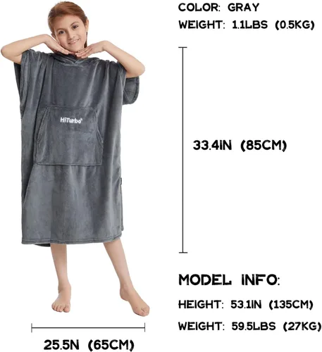 Miniatura 2 de Hiturbo Toalla para niños cambiadora: toallas de baño de felpa suave, sudadera con capucha cálida de forro polar coral, poncho de surf de natación