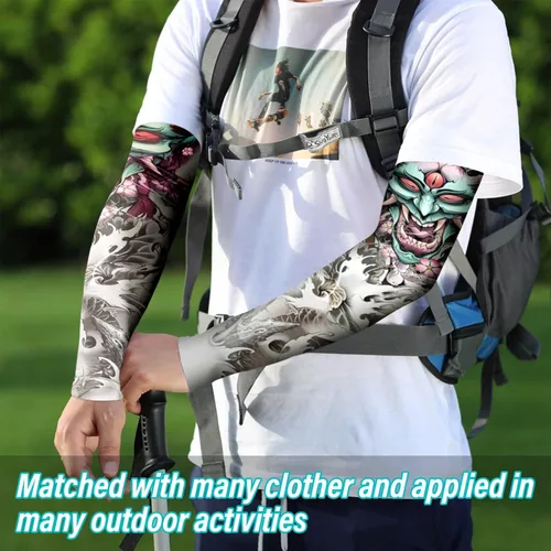 Miniatura 5 de Aresvns Halloween Makeup Tattoo sleeves, Premium Cooling Arm Sleeves for Men and Women UV Sun Protection Arm Sleeves Yu2