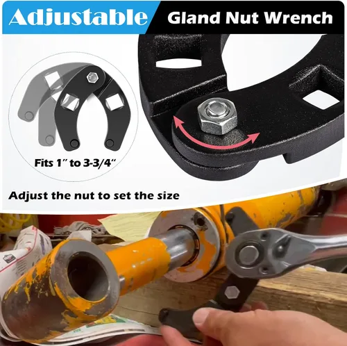 Miniatura 4 de Sunluway 7463 Llave de tuerca de glándula universal pequeña llave de cilindro hidráulico en la mayoría de equipos de granja y construcción, quita