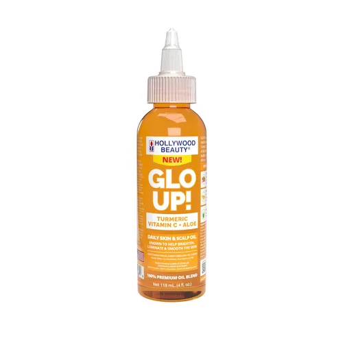 Hollywood Beauty Aceite diario para piel y cuero cabelludo para iluminar y suavizar con cúrcuma, vitamina C y aloe, 4 onzas líquidas