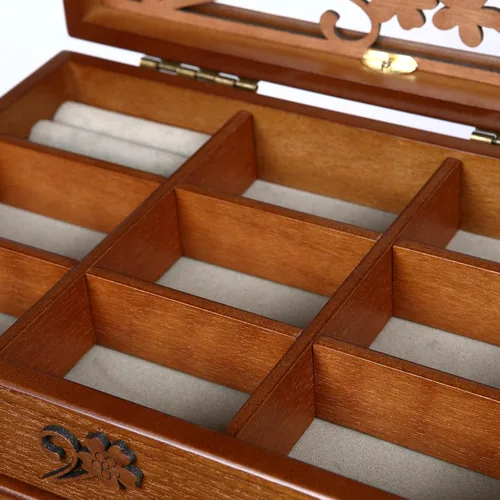 Miniatura 5 de Changsuo Joyero de madera para mujer, con cajones, organizador de almacenamiento de joyas mediano