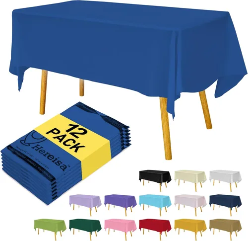 Miniatura 136 de Paquete de 3 manteles de plástico desechables de 54 x 108 pulgadas, manteles de color blanco hueso, manteles de fiesta nupcial para fiestas