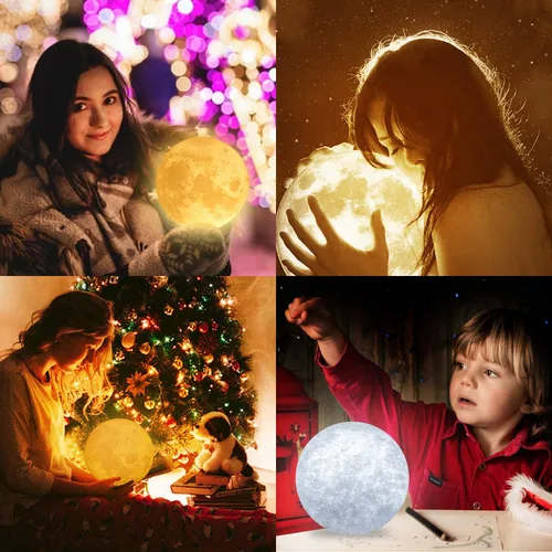 Miniatura 2 de K KENON Lámpara de luna 3D grabada para esposa, impresión 3D personalizada de 5.9 pulgadas, regalo de luz lunar para esposa, regalo de Navidad