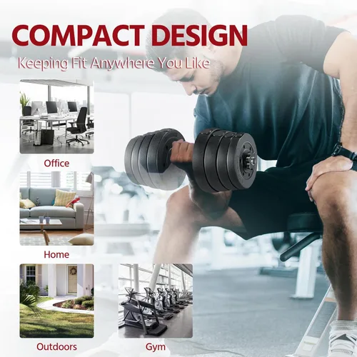 Miniatura 2 de Yaheetech Juego de mancuernas ajustables, pesas para ejercicio y fitness, con 4 collares Spinlock para mujeres y hombres, gimnasio en casa