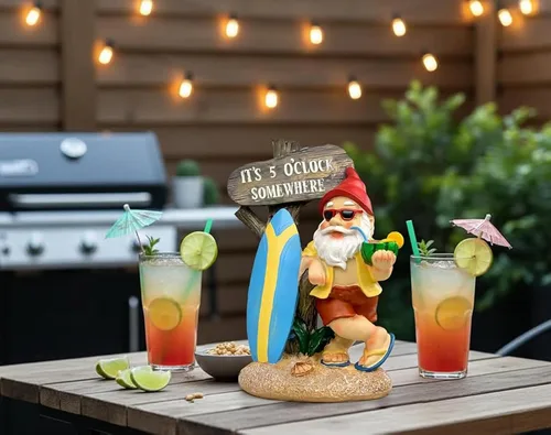 Miniatura 8 de Gnomos divertidos de jardín, gnomos de jardín para exteriores, decoraciones de gnomos para patio (estatua de gnomo de playa para jardín)