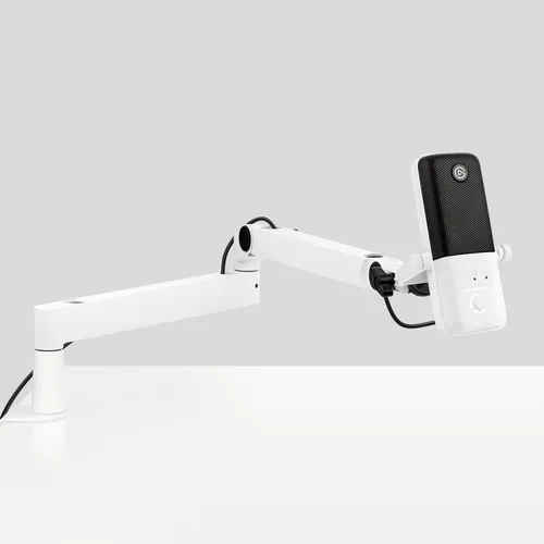 Elgato Wave:3 Blanco con brazo de micrófono de bajo perfil, totalmente ajustable con canal de gestión de cables, perfecto para podcast, transmisión,