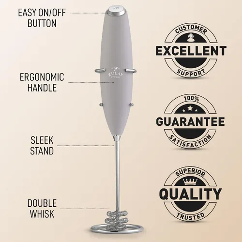 Miniatura 334 de Zulay Milk Boss Espumador de leche potente manual, hace espuma para latte, batidor para mezclar bebidas, café, miniespumador para capuchino, frappé