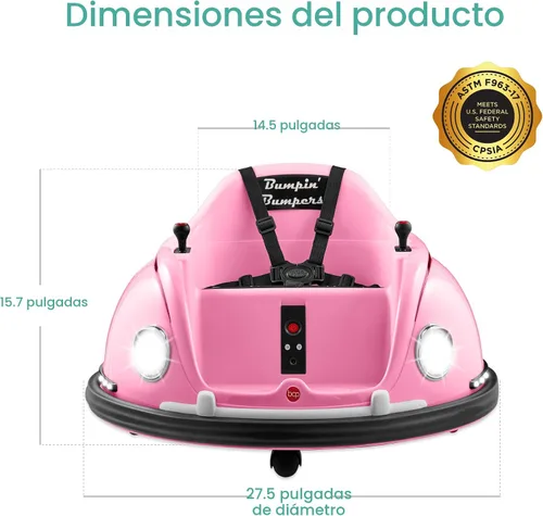 Miniatura 7 de Best Choice Products Auto Eléctrico Infantil Montable Bumper Car Bumpin de 6V, 1.5 - 6 Años, Control Remoto para Padres, Giro de 360 Grados, Luces