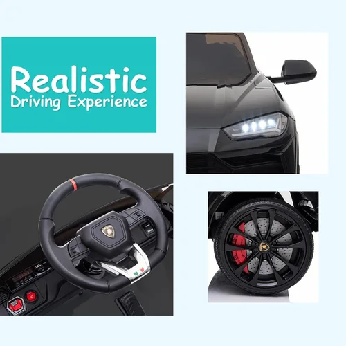 Miniatura 3 de Auto eléctrico para niños con licencia Lamborghini de 12 V, vehículo de paseo con control remoto, velocidad máxima 2.5 mph, luces LED, reproductores