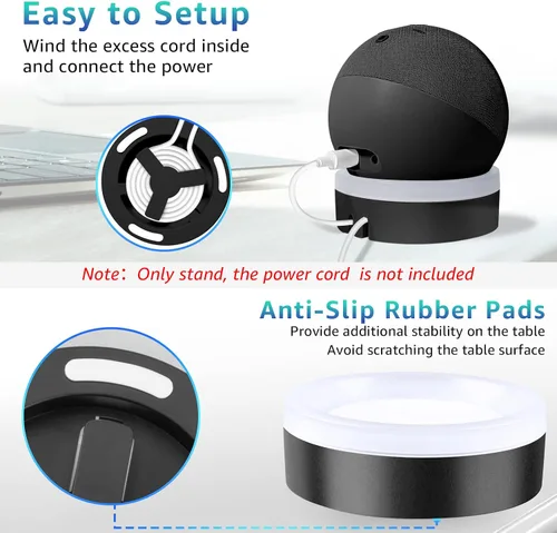 Miniatura 5 de Soporte para Echo Dot 4ª/5ª generación, soporte de mesa con guía de luz, efecto de luz mejorado, accesorios Dot 4/5 que ahorran espacio con gestión