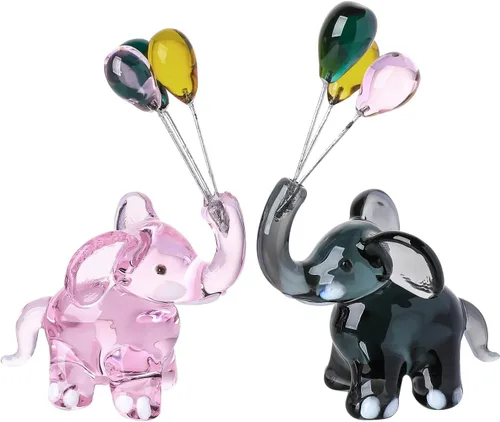 Miniatura 8 de LONGWIN Estado de elefante de cristal, figuras coleccionables con tronco arriba, escultura de animales, adornos de decoración del hogar Lucky Feng