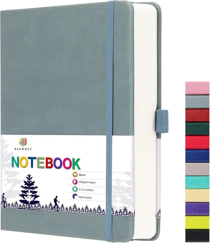 Miniatura 14 de Cuaderno de papel en blanco - 280 páginas A5 con papel en blanco de 100 g/m², papel grueso, tapa dura, cuero PU, 5.75" × 8.38" - Negro