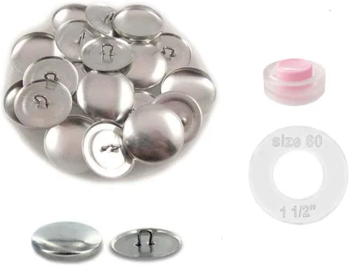 Miniatura 5 de i Craft for Less - Botones tamaño 60 (1 1/2") para cubrir/autocubrir botones con respaldo de alambre – Cantidad 25 (con plantilla de plástico)