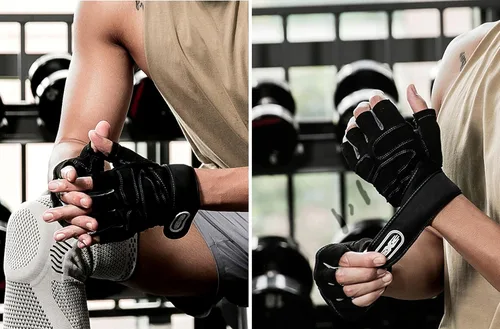 Miniatura 6 de SUJAYU Guantes de entrenamiento, guantes de gimnasio para hombres, muñequeras para levantamiento de muñecas, guantes para entrenamiento, guantes