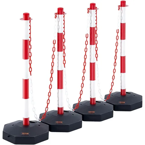 VEVOR Conos de Poste Delineador de Tráfico Ajustables, Paquete de 4, Barrera Delineadora de Seguridad de Tráfico con Base Rellenable Cadena de 8
