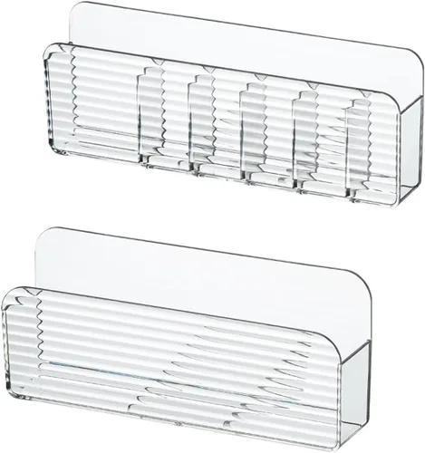 Miniatura 10 de Organizador de estantes de 2 niveles para botiquín, compartimentos para almacenamiento de maquillaje, bandejas de estante para pared de gabinete