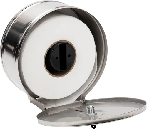 Miniatura 5 de Mind Reader Dispensador de papel higiénico, montaje en pared, cerradura con llave, baño, acero inoxidable, 10 pulgadas de largo x 10.25 pulgadas